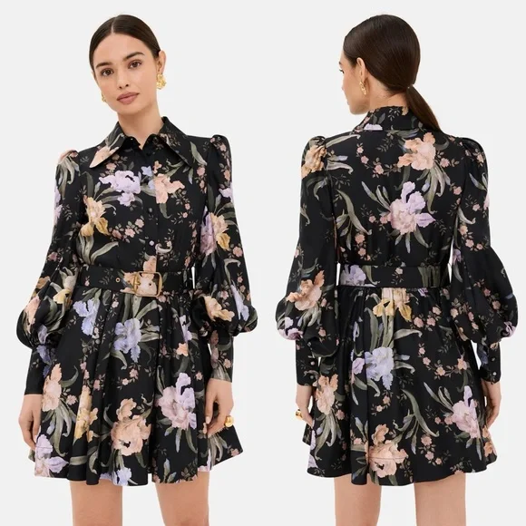 🖤SOLD🖤 ZIMMERMANN EDEN BELTED FLIP MINI DRESS IRIS SHERBET size 0 fits like 4US - Picture 2 of 16